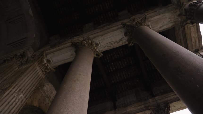 Pillars supporting a tall building