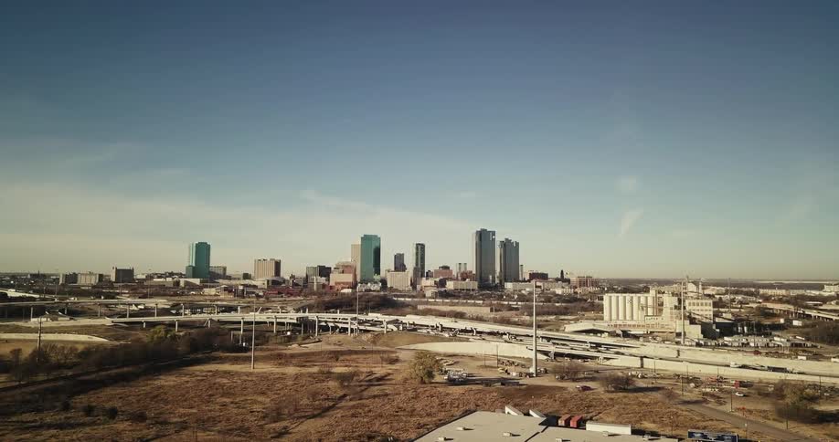 View of highway leading out of a city