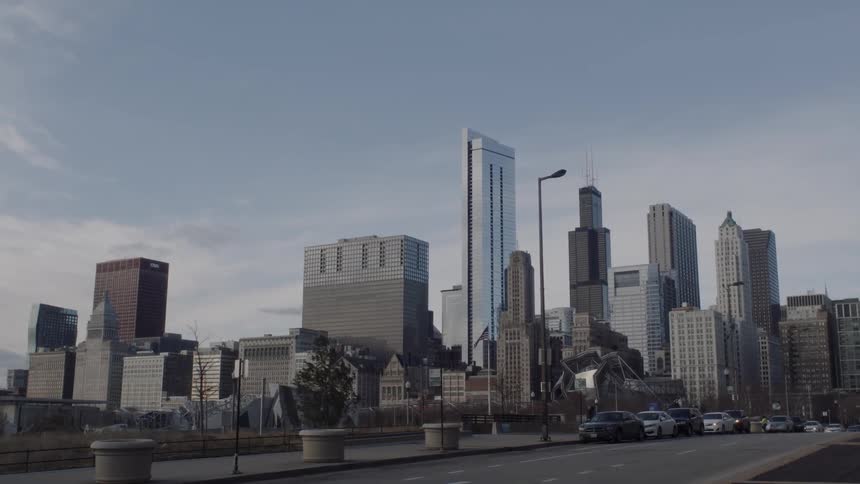 View of a city skyline on a cloudy day