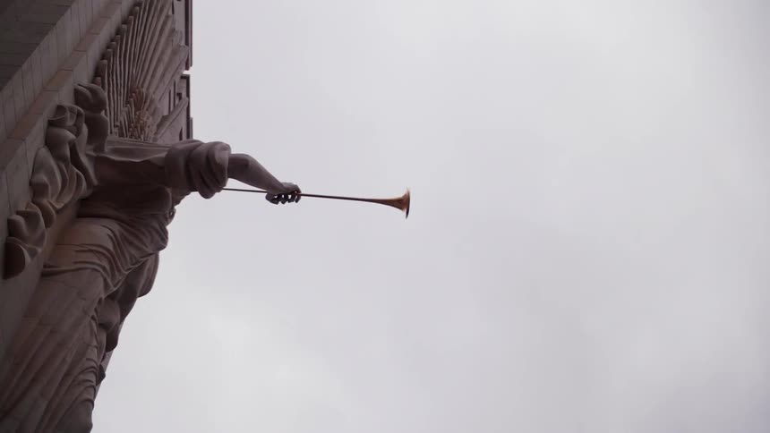 View of a carving on a cloudy day