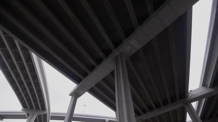 View of the underside of bridges