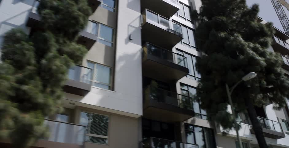 Apartment buildings in a city on a sunny day