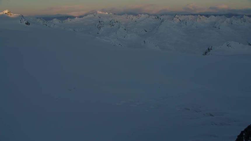 View of snowy mountains at sunset