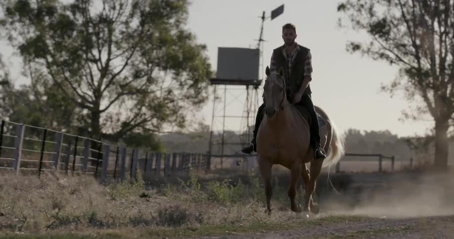 Man riding on a horse in the country