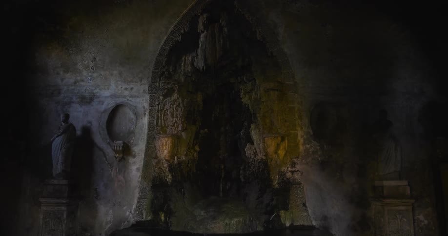 Dimly lit stone ruins