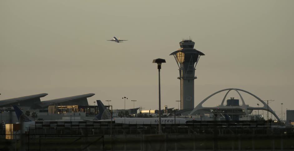 An airplane takes off from an airport