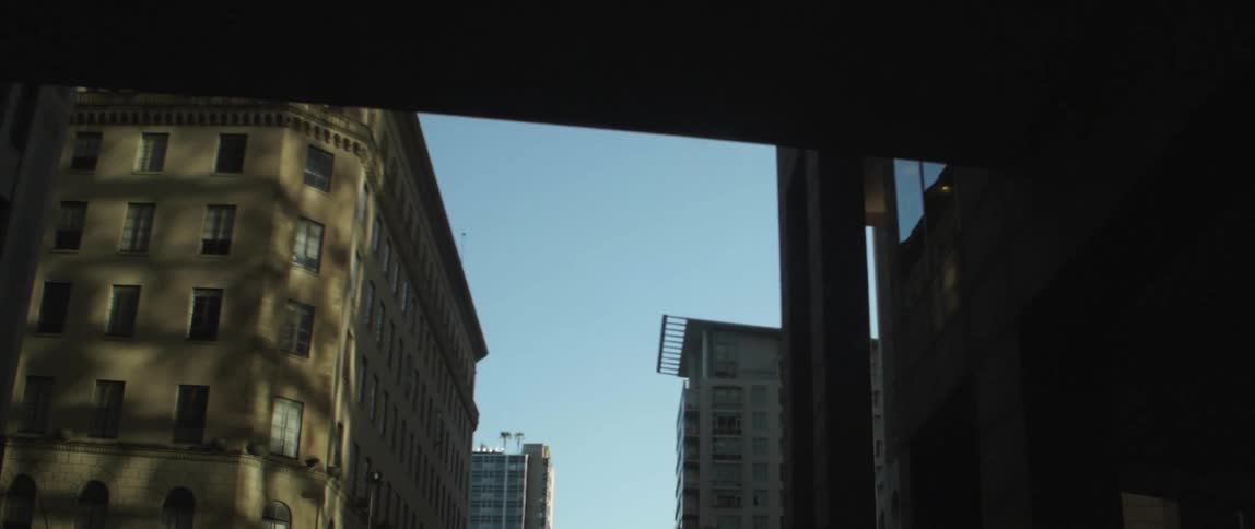 A pedestrian walkway over a city street