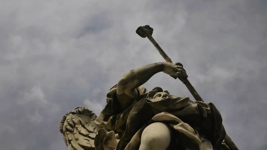 View of a statue on a cloudy day