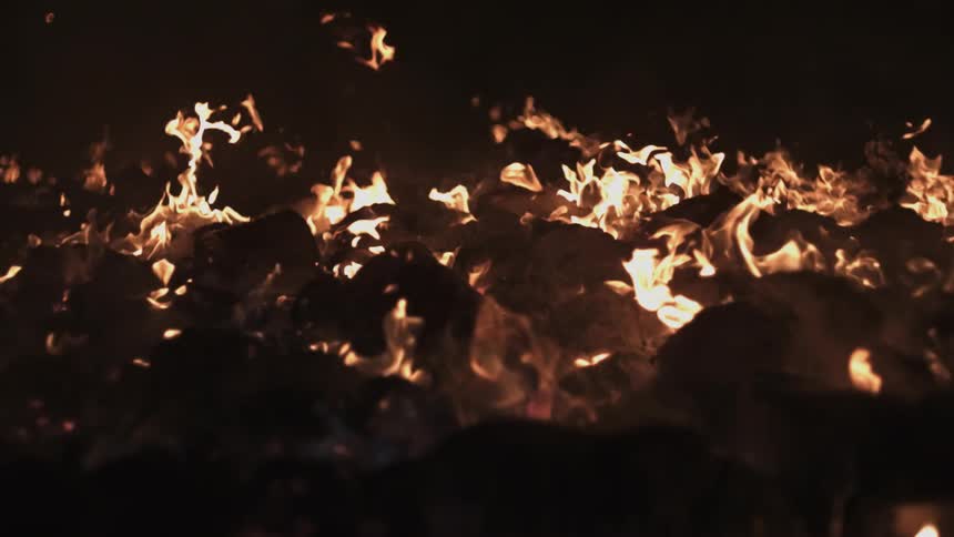 The coals are on fire at night