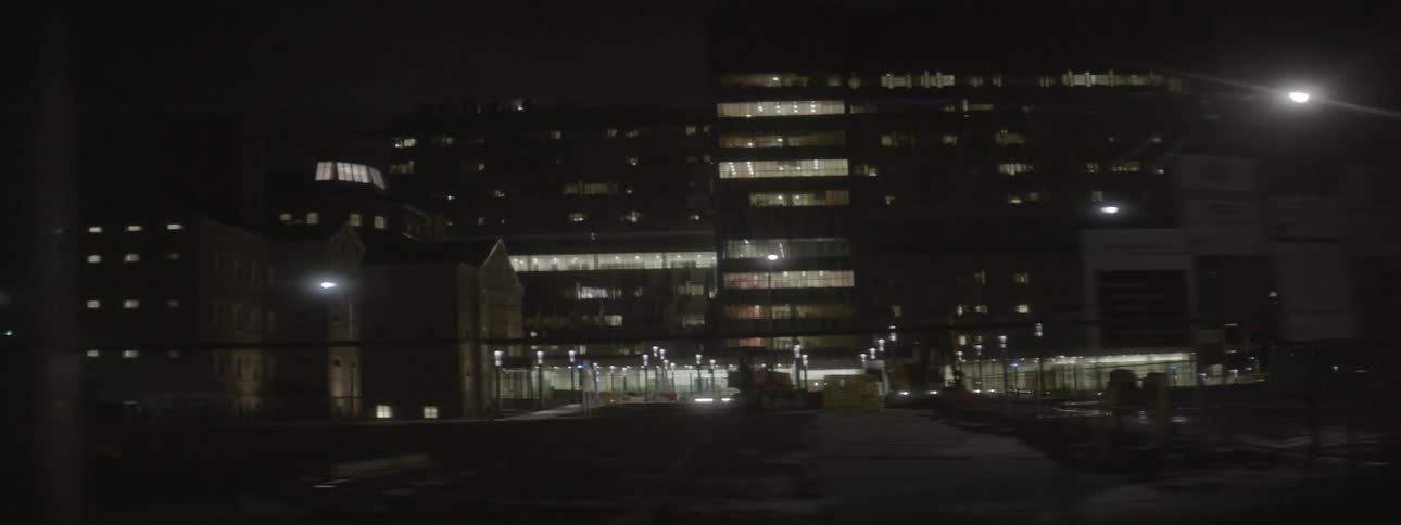 The roads are empty in the city at night