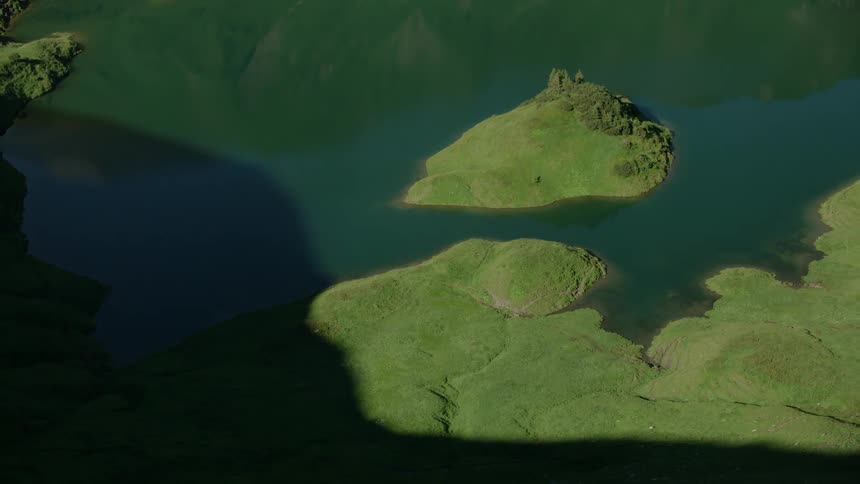 A placid lake in a lush area