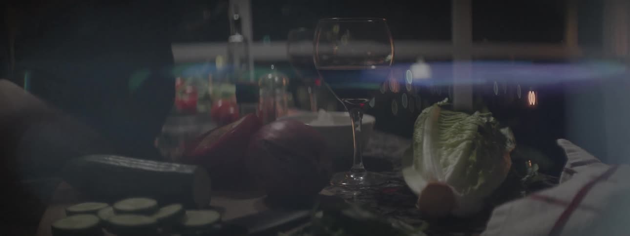 The table is full of food and glasses