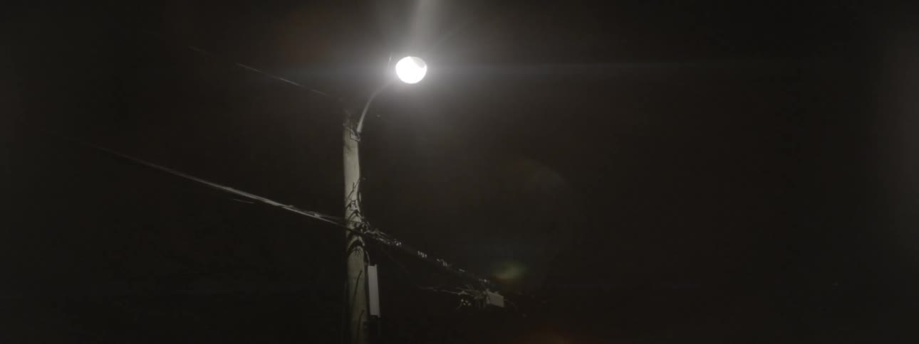 The lamp is bright in the night sky