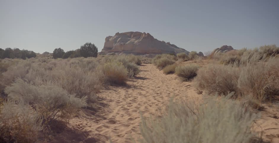 The desert is empty and windy