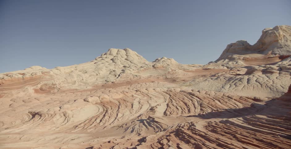 The desert is empty and full of rock hills