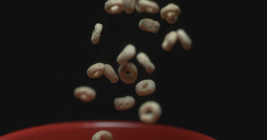 Cheerios fall in slow motion