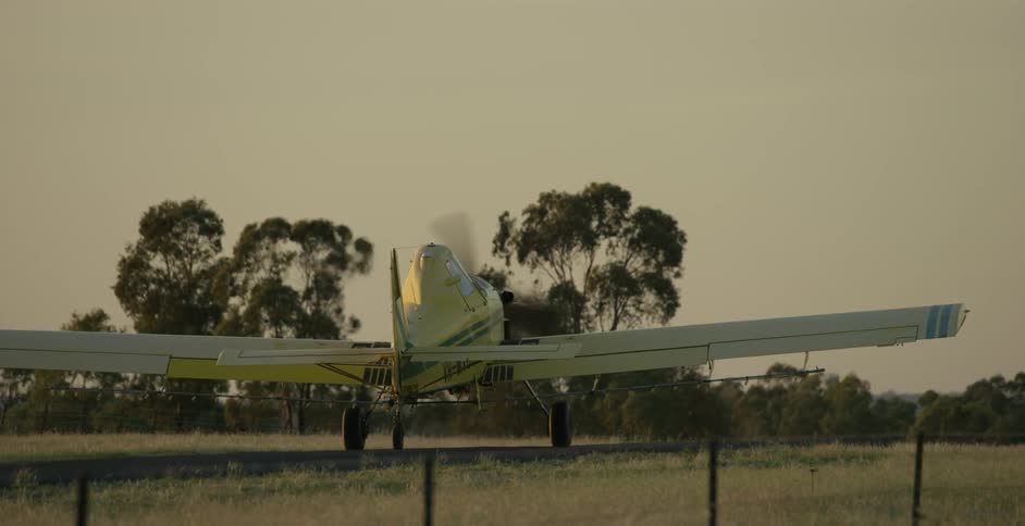 A small plane travels down the tarmac