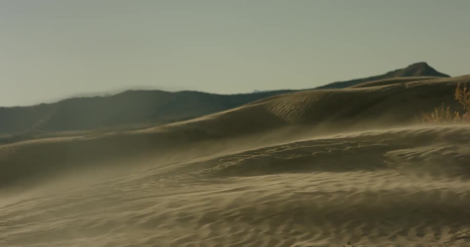 Sand blows across dunes during the day