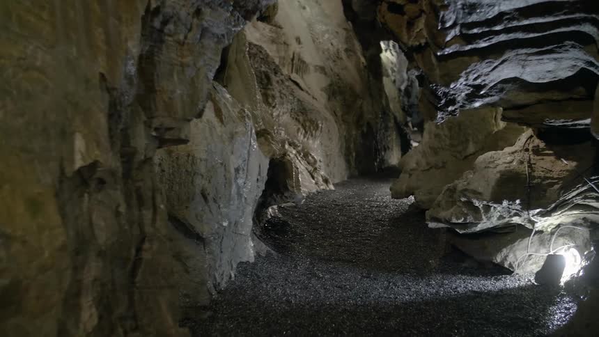 Lights in a cave during the day