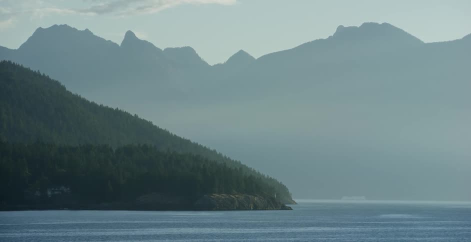 The mountains are covered with fog ahead