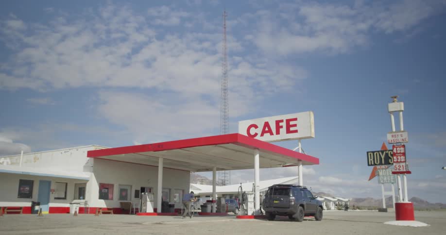 View of a gas station on a sunny day