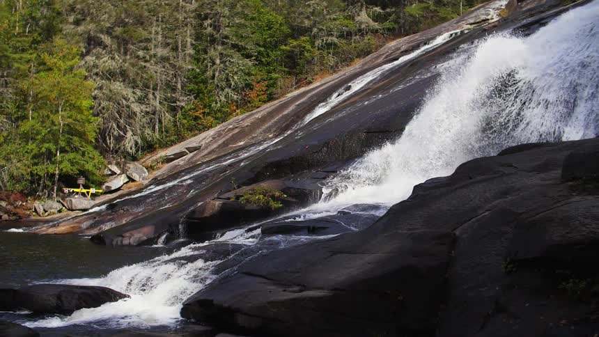 Water flows down a stream