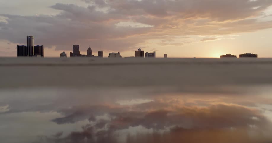 The water is calm before the city ahead