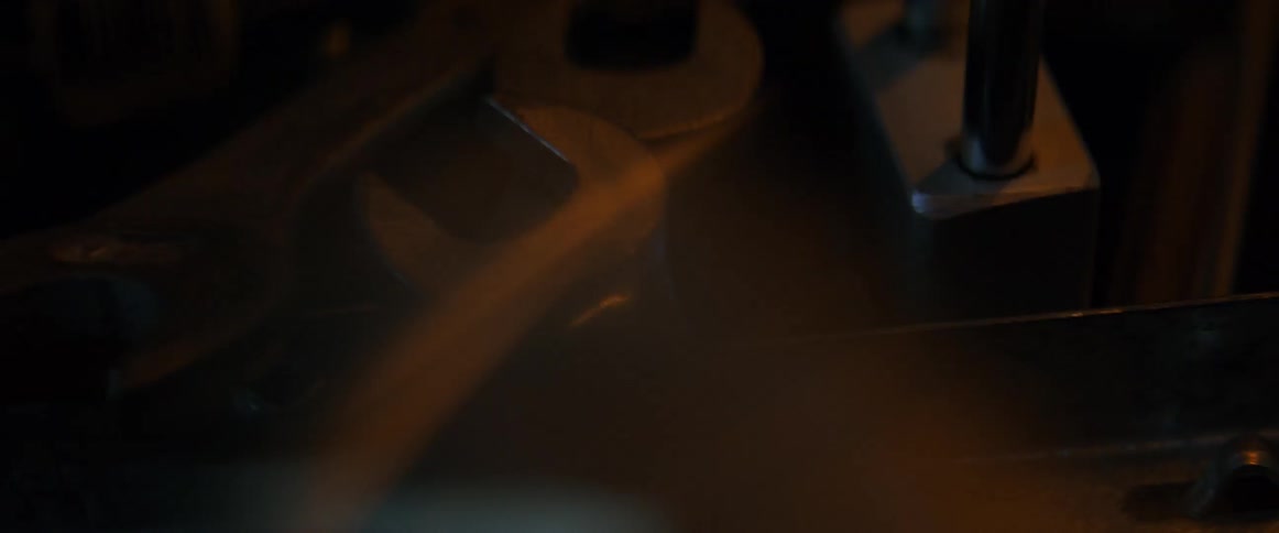 A view of several tools in a dark room