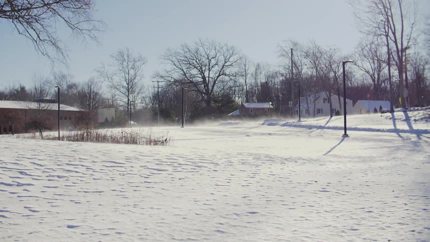 Wind blows snow in field