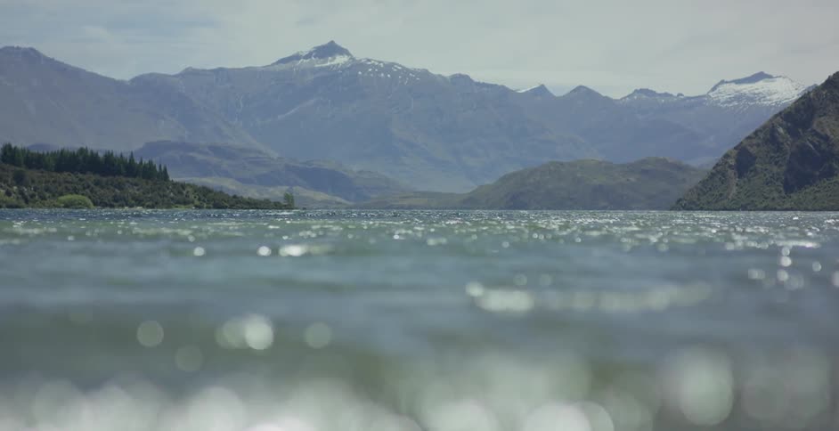 Water ripples on a mountain lake