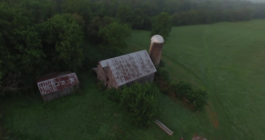 Aerial view of a barn