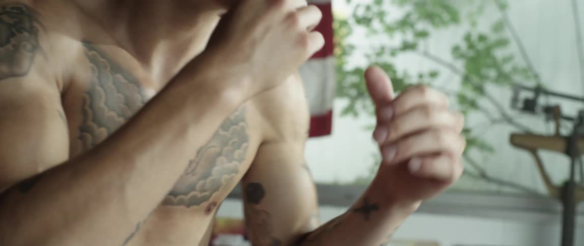 A person shadow boxing