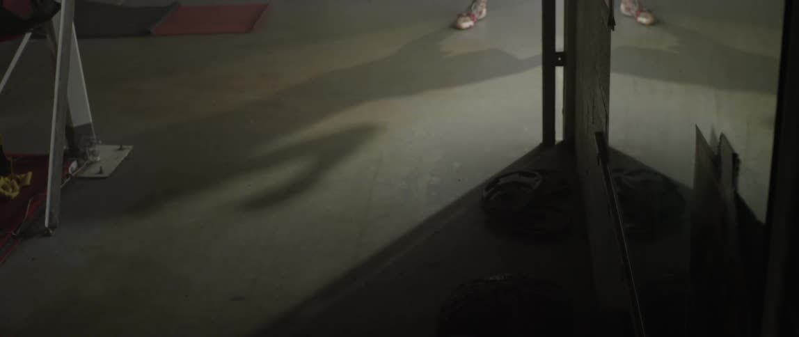 Shadow of man practicing boxing moves
