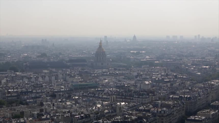 A large city on a foggy day
