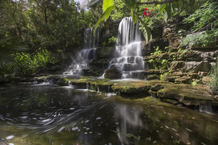 Timelapse of a waterfall and a swirling pool