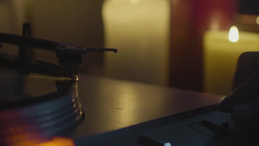 A record player is on the table