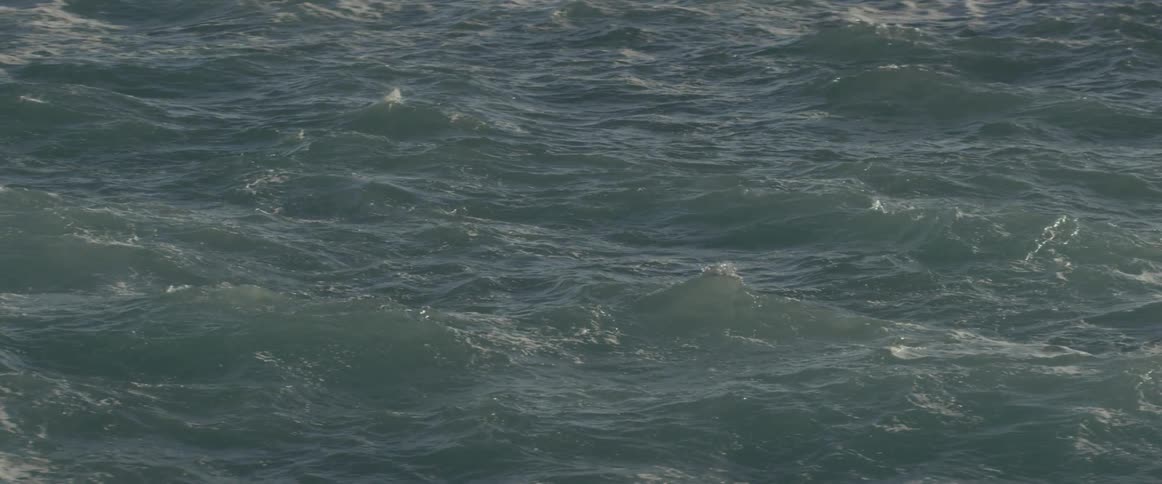 The water is rough with waves all over