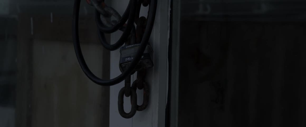 A door is chained shut
