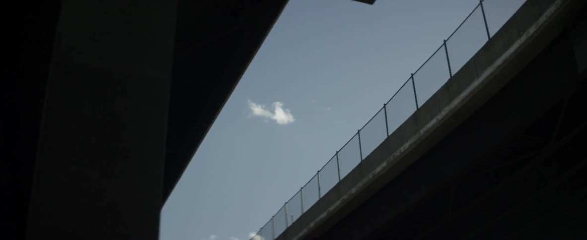 Underneath view of bridges on a sunny day
