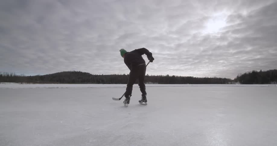 A person playing hockey