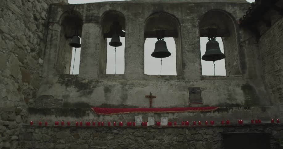 Bells in a church courtyard