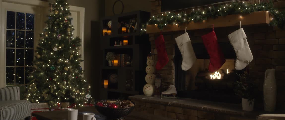 Stockings hanging from a chimney