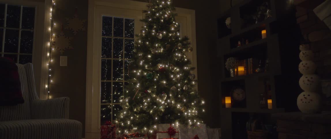 A footage of christmas tree at christmas night