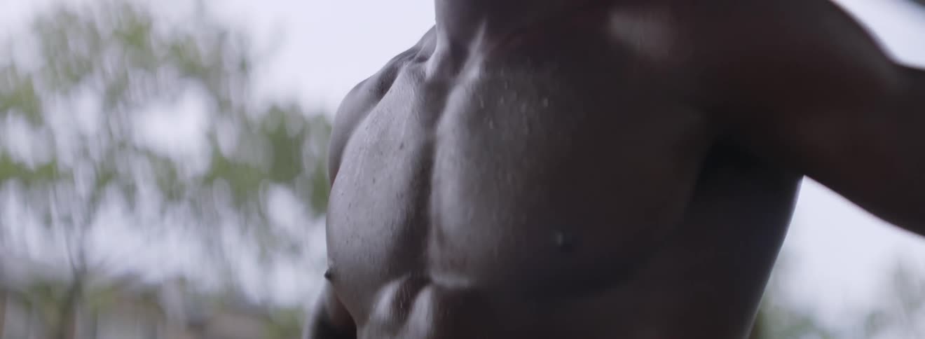 A man is working out outside