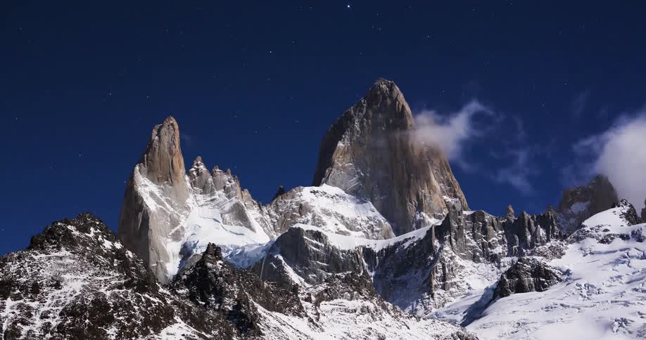 Snow covered mountains on a clear day