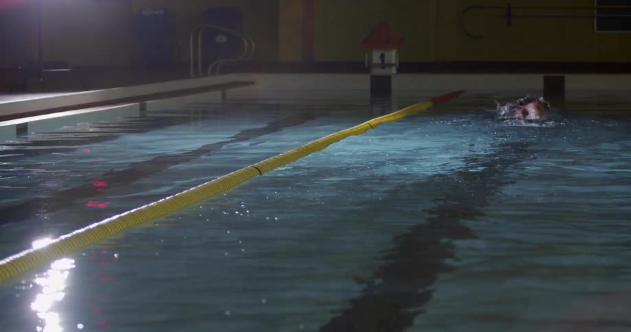 A man is swimming in a pool