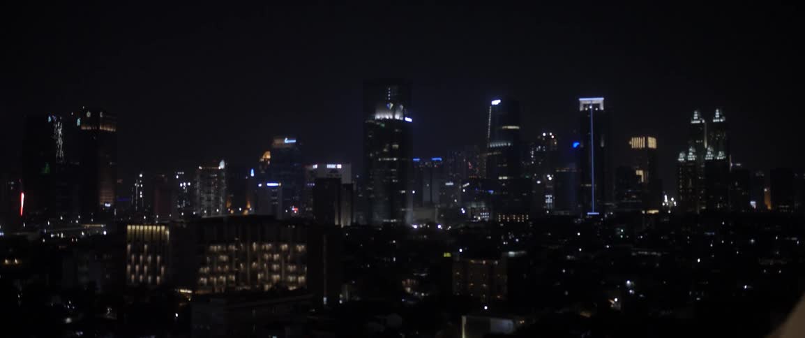 View of a lit up city at night