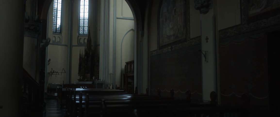 The church is dark and empty