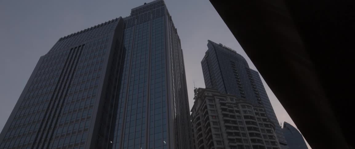 City skyscrapers tower into the sky
