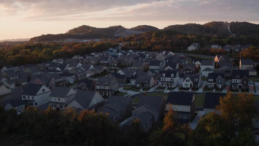 Small village of houses in the hills